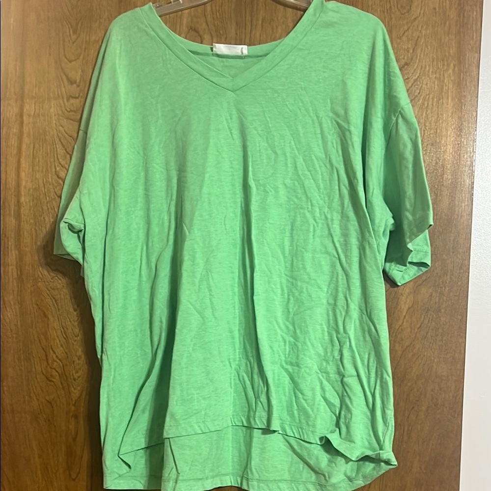 Women's Green V-Neck Top